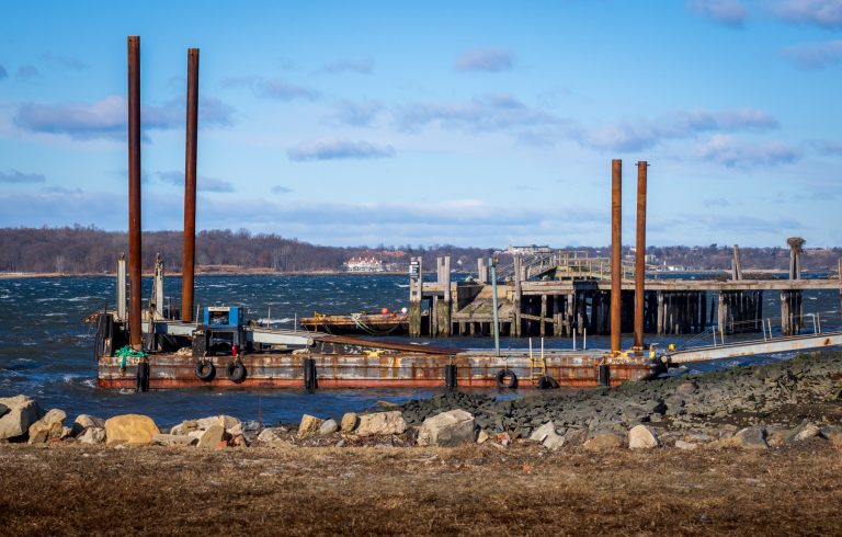 A view of one of the piers on Hart Island