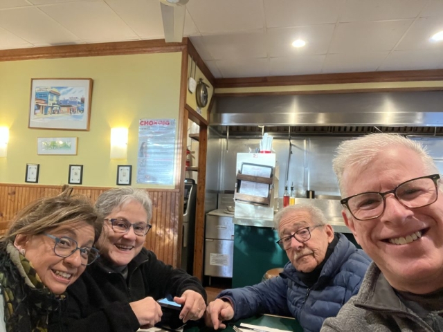 4 people having breakfast at City Island Diner