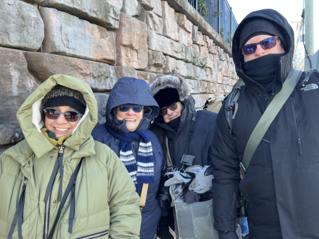 4 of our club members waiting to get on the ferry to Hart Island