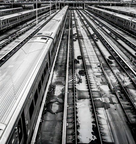 B&W S - Steven Kessler: Train Tracks by Moonlight