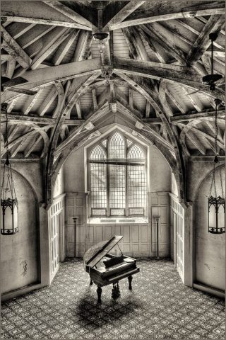 B&W SALON Second Place - Valerie DeBiase: Abandoned Piano Room
